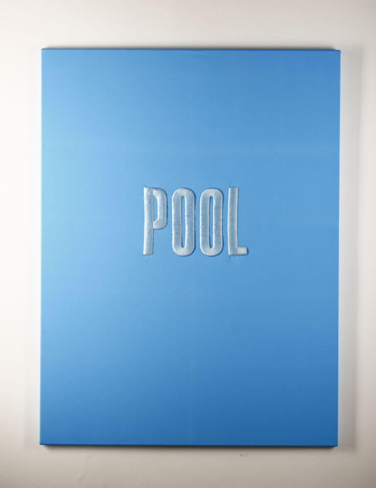 POOL, 2024. Thread on fabric -120x90x2cm / 47x35x0,78 in"