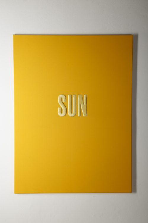 SUN, 2025. Thread on fabric -120x 90x2cm / 47x 35x0,78 in"